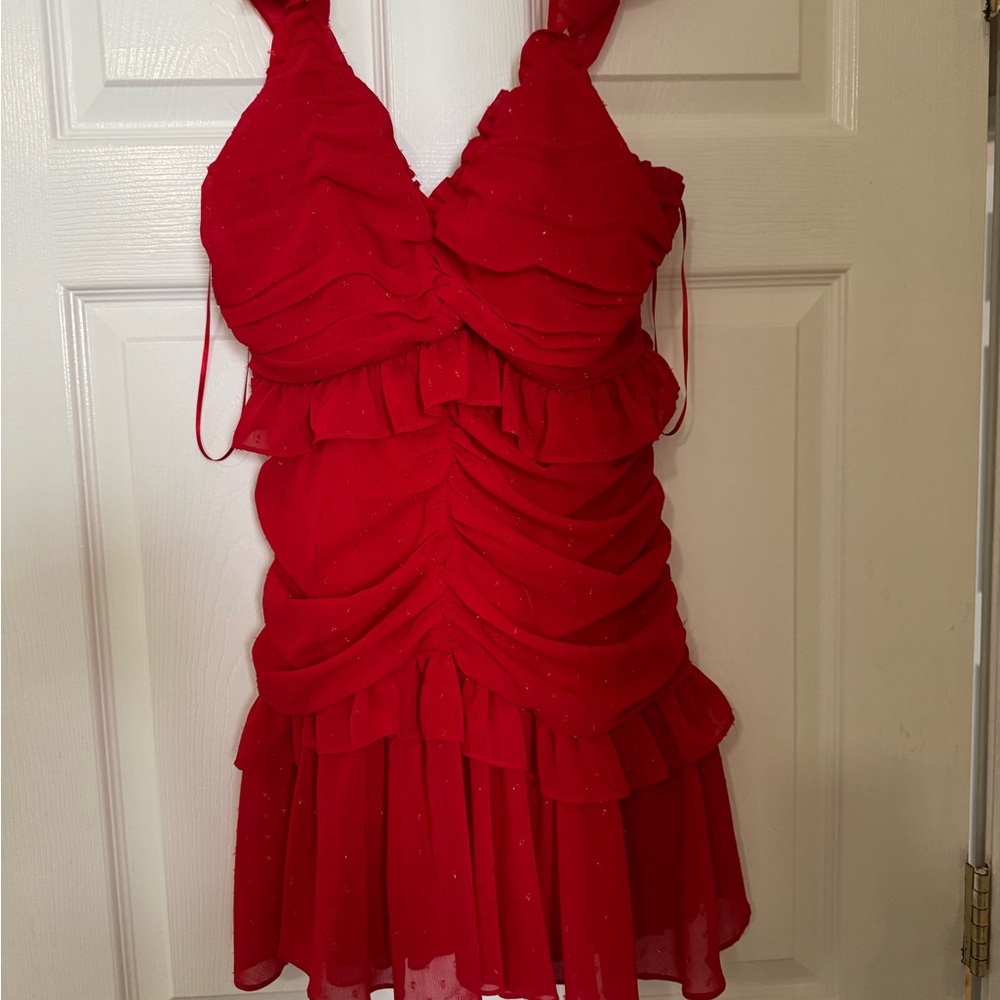 Elegant Red Ruffled Dress
